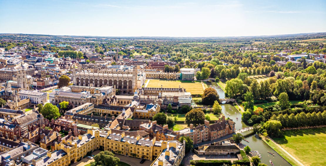 Aerial view of Cambridge, UK